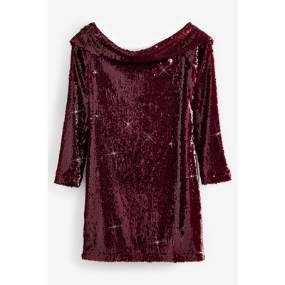 Robe courte bardot à et sequins NEXT