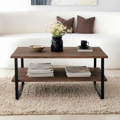 Table basse avec rangement - bois foncé et métal OTRENTO PIER IMPORT