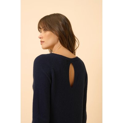 Pull Col Bateau Goutte Dos Navy Abigail JUST CASHMERE