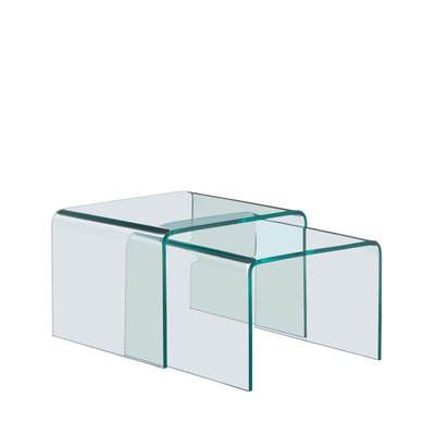 Lot de 2 tables basses gigognes en verre - NIDO DRAWER