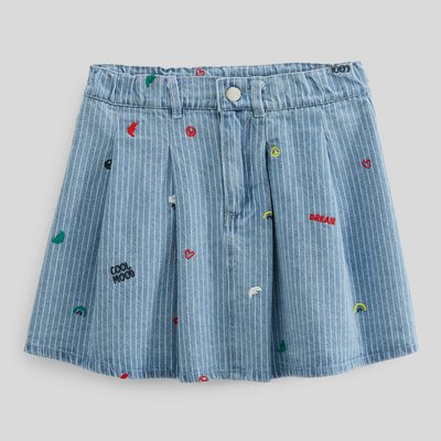 Jupe en jean plissée en coton BIO MONOPRIX