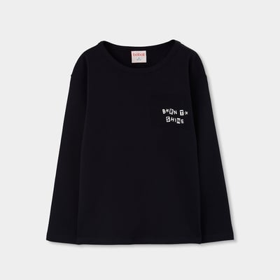 T-shirt fille en maille avec message BOBOLI