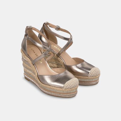 Sandales compensées tressées avec brides croisées et détails de strass ALMA EN PENA