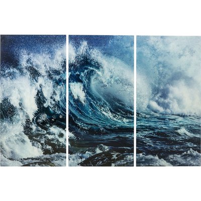 Lot de 3 tableaux en verre vague, TRIPTYCHON KARE DESIGN