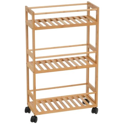 Desserte de cuisine sur roulettes en bambou 44x20x75cm WADIGA