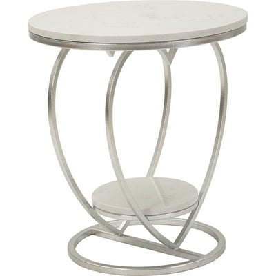Table d'appoint cœur en fer plateau effet marbre RECOLLECTION