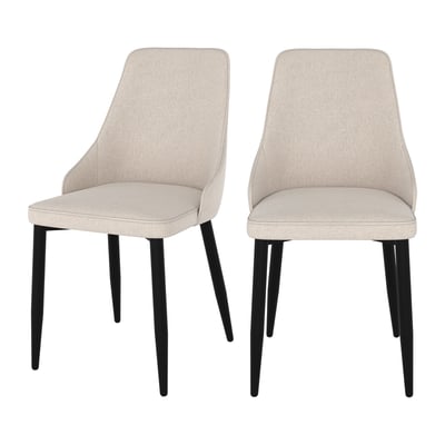 Lot de 2 chaises en tissu et pieds en métal - PIPO MAISON PAVANE