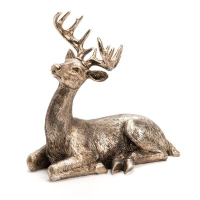 Cerf allongé argenté AMADEUS
