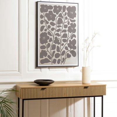 Tableau décor fleurs gris/noir papier japonais 63 x 93 cm PIER IMPORT