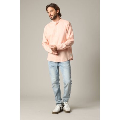 Chemise unie en lin avec col mao et manches longues SMITHY DEELUXE