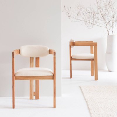 Chaise en bois de mindy et tissu bouclette (lot de 2) SUZIE MADE IN MEUBLES 