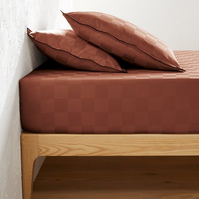 Drap-housse satin de coton lavé, Victor damier LA REDOUTE INTERIEURS