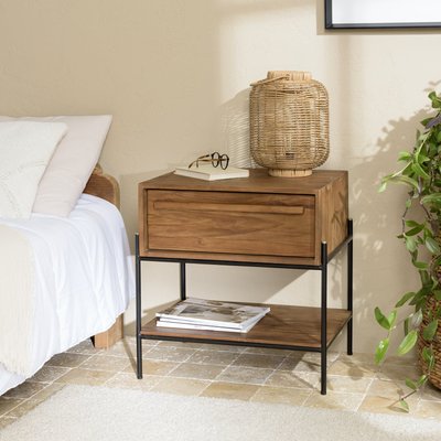 Table de chevet en teck recyclé 1 tiroir SWING PIER IMPORT