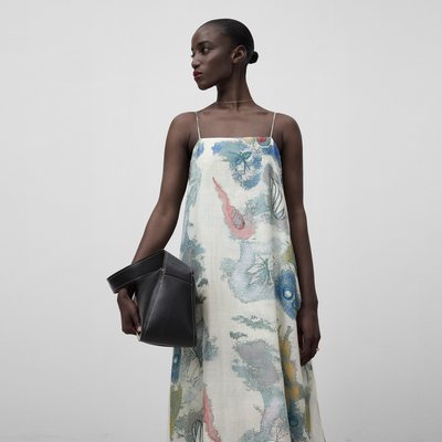 Robe longue imprimée en ramie ADOLFO DOMINGUEZ