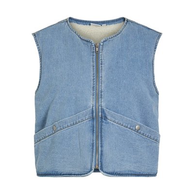 Veste denim sans manches, intérieur fourré VILA