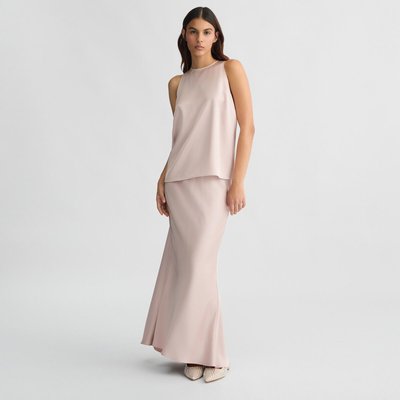 Jupe longue rose en satin LIU JO