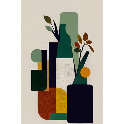 Tableau bouteille et plante HEXOA