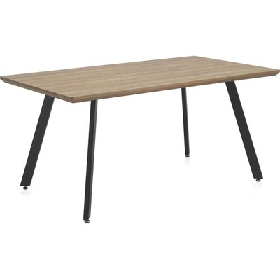 Table effet bois naturel avec pieds métal pour salle à manger RECOLLECTION
