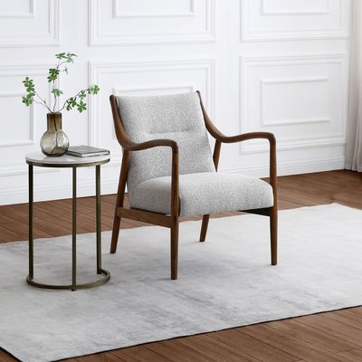 Tiberius Mid-Century Boucle & Oak Accent Chair SO'HOME