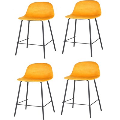 Lot de 4 Tabourets de bar design velours Ima TOILINUX