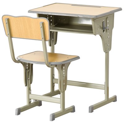 Bureau enfant Vintage style pupitre d'écolier kaki bois clair HOMCOM
