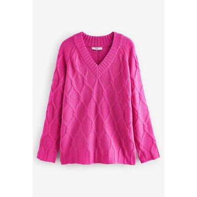 Pull tunique à col v en maille torsadée NEXT