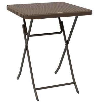 Table de jardin pliante dim. 60L x 60l x 71H cm acier aspect rotin tressé marron OUTSUNNY