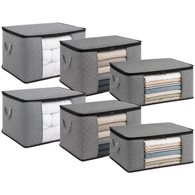 Lot de 6 sacs de rangement pliable pour vêtements, linge de maison avec poignées VIVEZEN