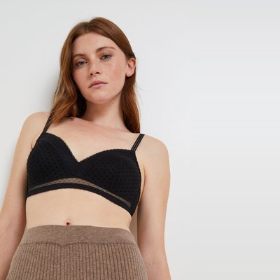 Soutien-gorge triangle paddé ADELE en tulle flocké MONOPRIX