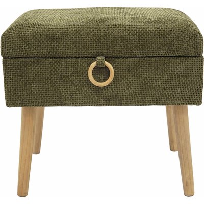 tabouret coffre  en bois et tissu chenille élégance naturelle RECOLLECTION