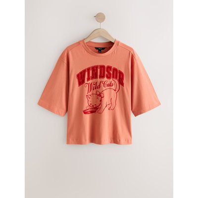 T-shirt ras du cou manches courtes/motif chat NEXT