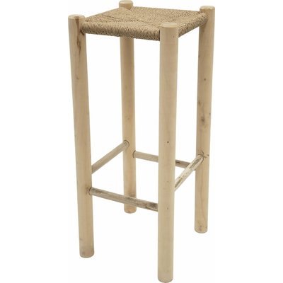 Tabouret haut en bois naturel et assise en corde artisanale RECOLLECTION