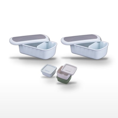 Lot de 2 lunch box 1L avec 3 boites à sauce STORAGE FACKELMANN