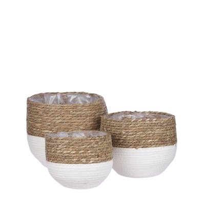 Ensemble de 3 paniers à plantes en jonc de mer tressé Ø26 cm JORCK MICA DECORATIONS