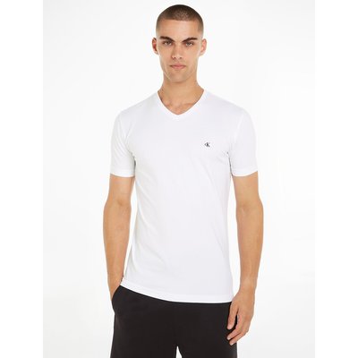 T-shirt met V-hals en badge logo CALVIN KLEIN JEANS