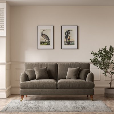 Emeline Velvet 3 Seater Sofa with Antique Castor Legs SO'HOME