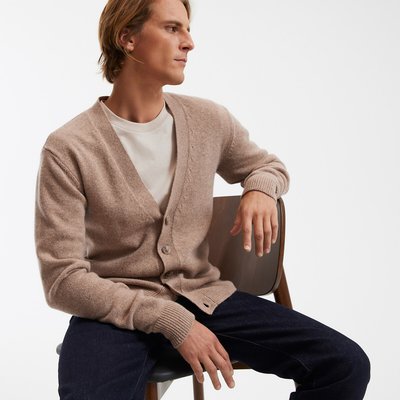 Lambswool Fine Knit Cardigan with Button Fastening LA REDOUTE COLLECTIONS