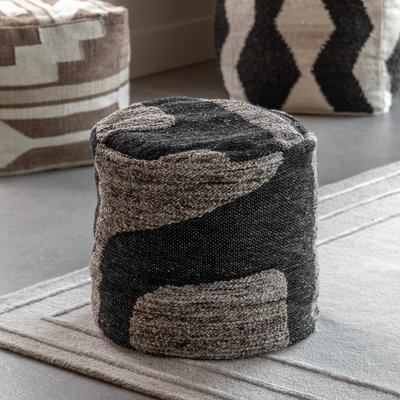 Beckett Mono Graphic Drum Pouffe SO'HOME