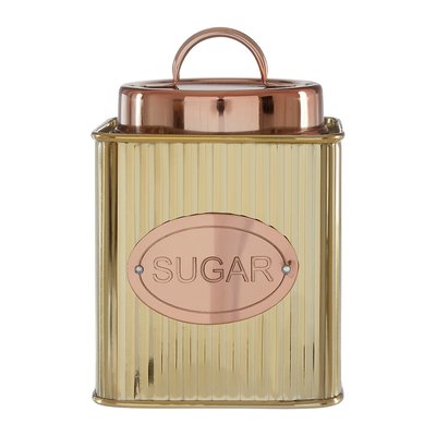 Sugar Canister in Gold Stripe with Copper Lid SO'HOME