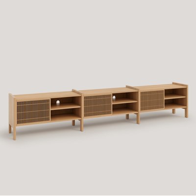 Meuble TV en pin verni couleur chêne MENDIA GRAND NAAN FURNITURE