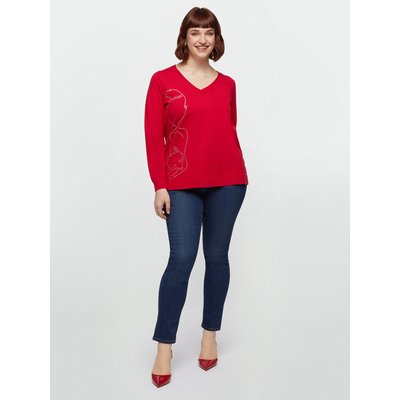 Pull avec application amusante en strass sur le devant FIORELLA RUBINO