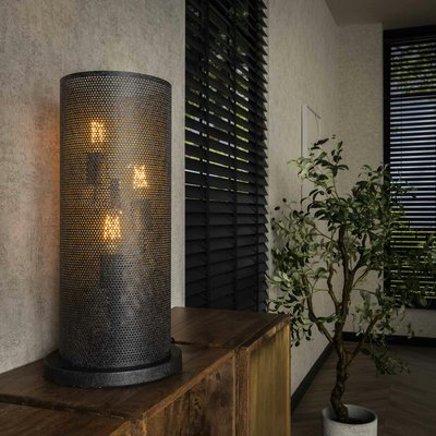 Lampe à poser design en métal noir perforé RALF PIER IMPORT