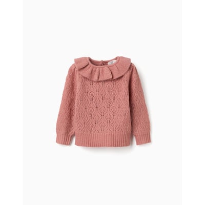 Pull en maille ajourée avec col à volants ZIPPY