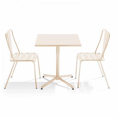 Salon de jardin table inclinable avec 2 chaises, PALAVAS OVIALA