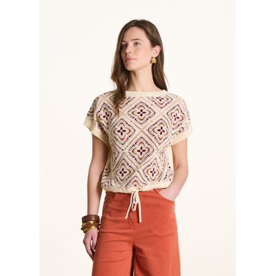 Pull en crochet coloré à manches courtes LA FEE MARABOUTEE