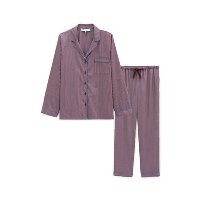 Pyjama col tailleur en popeline de coton ESSENTIEL RAYÉ LAURENCE TAVERNIER