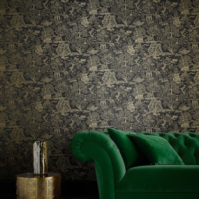 Papier peint Basuto black Gold GRAHAM ET BROWN