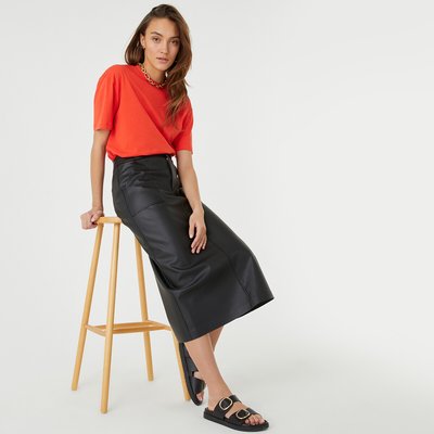 Jupe longue cuir noir La Redoute