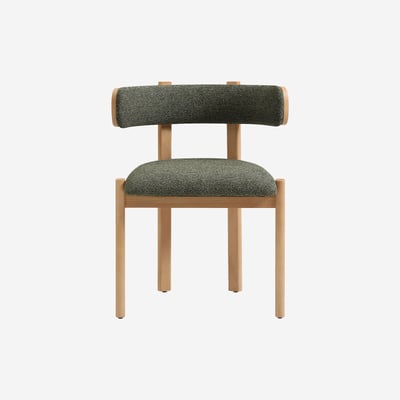Lot de 2 chaises en tissu et bois massif couleur chêne YOUNA HABITAT