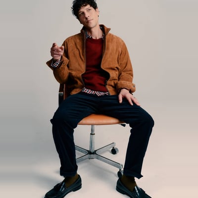Veste en cuir col montant MONOPRIX